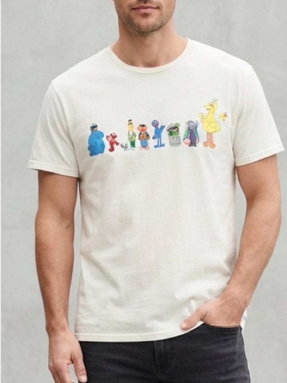 Sesame Street White Tee Shirt Short Sleeve Top Men’s Size Medium